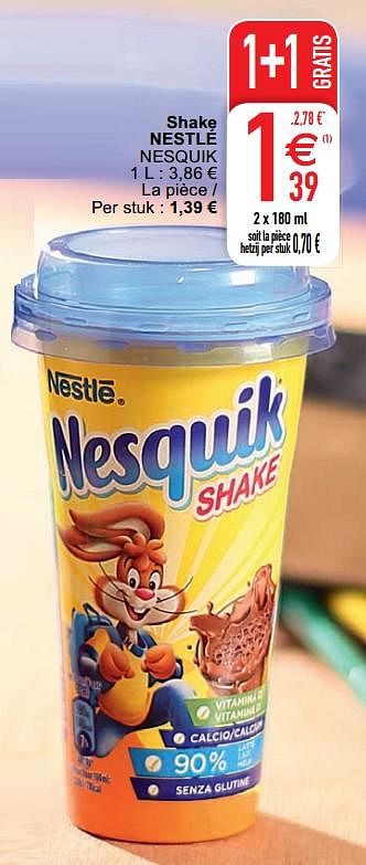 Promoties Shake nestlé nesquik - Nestlé - Geldig van 18/08/2020 tot 24/08/2020 bij Cora