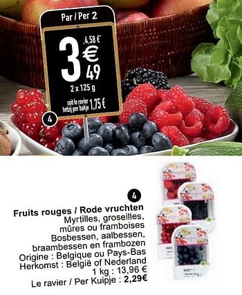 Promoties Fruits rouges - rode vruchten - Huismerk - Cora - Geldig van 18/08/2020 tot 24/08/2020 bij Cora