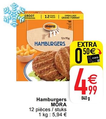 Promotions Hamburgers mora - Mora - Valide de 18/08/2020 à 24/08/2020 chez Cora