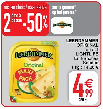 Promoties Leerdammer original ou - of lightlife - Leerdammer - Geldig van 18/08/2020 tot 24/08/2020 bij Cora