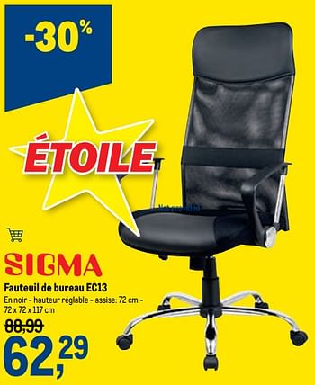 Promotions Fauteuil de bureau ec13 - Sigma - Valide de 26/08/2020 à 08/09/2020 chez Makro