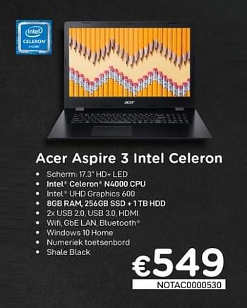 Promotions Acer aspire 3 intel celeron - Acer - Valide de 16/08/2020 à 30/09/2020 chez Compudeals