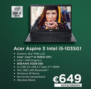 Promoties Acer aspire 3 intel i5-1035g1 - Acer - Geldig van 16/08/2020 tot 30/09/2020 bij Compudeals