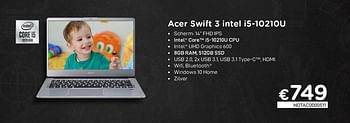 Promotions Acer swift 3 intel i5-10210u - Acer - Valide de 16/08/2020 à 30/09/2020 chez Compudeals