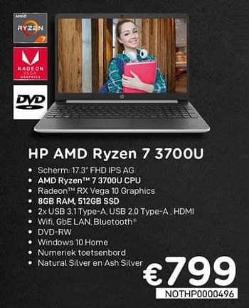 Promotions Hp amd ryzen 7 3700u - HP - Valide de 16/08/2020 à 30/09/2020 chez Compudeals