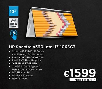 Promoties Hp spectre x360 intel i7-1065g7 - HP - Geldig van 16/08/2020 tot 30/09/2020 bij Compudeals