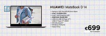 Promoties Huawei matebook d 14 - Huawei - Geldig van 16/08/2020 tot 30/09/2020 bij Compudeals