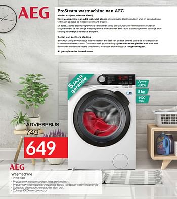 Promoties Aeg wasmachine l7fse84b - AEG - Geldig van 22/08/2020 tot 30/09/2020 bij Selexion