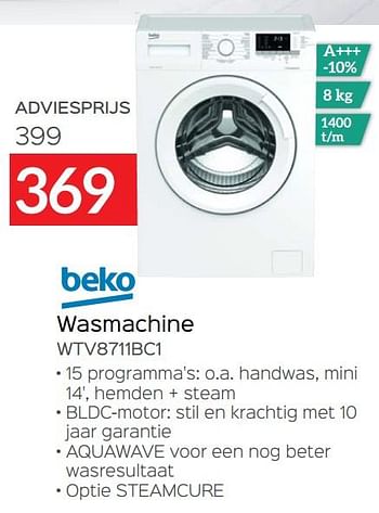 Promotions Beko wasmachine wtv8711bc1 - Beko - Valide de 22/08/2020 à 30/09/2020 chez Selexion