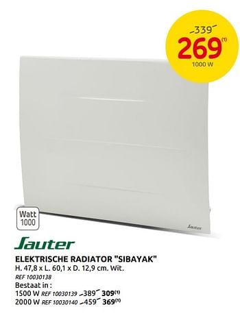 Promoties Elektrische radiator sibayak - Sauter - Geldig van 02/09/2020 tot 14/09/2020 bij BricoPlanit