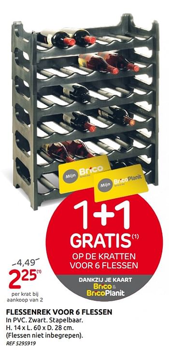 Promoties Flessenrek voor 6 flessen - Huismerk - BricoPlanit - Geldig van 02/09/2020 tot 14/09/2020 bij BricoPlanit