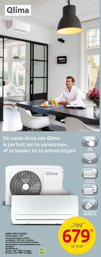 Promoties Qlima airco split sc5225 - Qlima  - Geldig van 02/09/2020 tot 14/09/2020 bij BricoPlanit