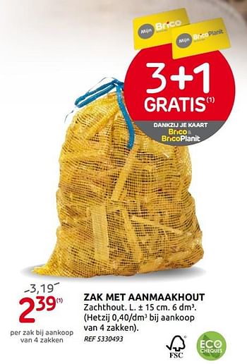 Promoties Zak met aanmaakhout - Huismerk - BricoPlanit - Geldig van 02/09/2020 tot 14/09/2020 bij BricoPlanit