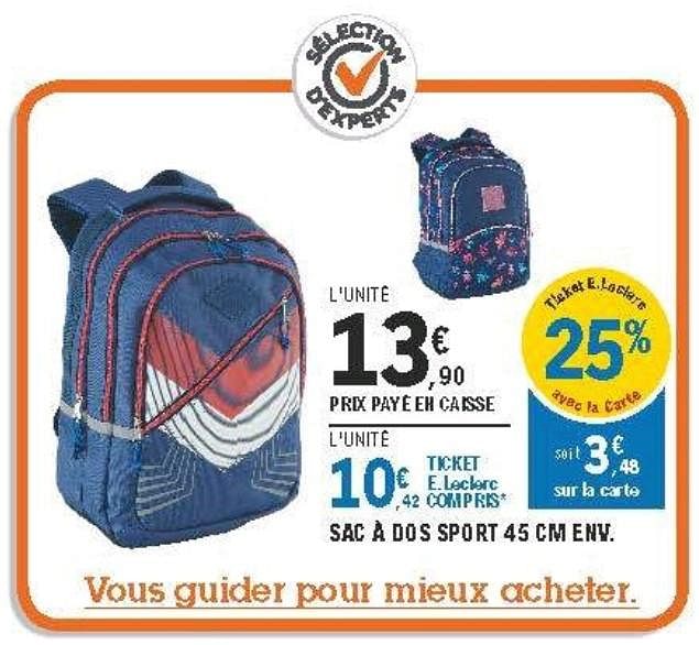 Produit Maison E.Leclerc Sac dos sport En promotion chez E