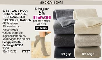 Promoties Set van 3 paar uniseks sokken hoofdzakelijk biologisch katoen - Huismerk - Damart - Geldig van 14/08/2020 tot 15/12/2020 bij Damart