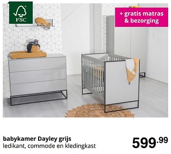 Promoties Babykamer dayley grijs - Huismerk - Baby & Tiener Megastore - Geldig van 23/08/2020 tot 29/08/2020 bij Baby & Tiener Megastore