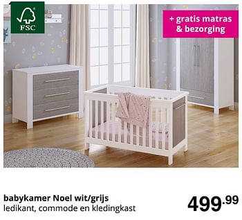 Promoties Babykamer noel wit-grijs - Huismerk - Baby & Tiener Megastore - Geldig van 23/08/2020 tot 29/08/2020 bij Baby & Tiener Megastore