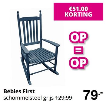 Promoties Bebies first schommelstoel grijs - bebiesfirst - Geldig van 23/08/2020 tot 29/08/2020 bij Baby & Tiener Megastore