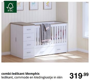 Promoties Combi-ledikant memphis - Huismerk - Baby & Tiener Megastore - Geldig van 23/08/2020 tot 29/08/2020 bij Baby & Tiener Megastore