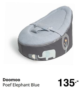 Promoties Doomoo poef elephant blue - Doomoo - Geldig van 23/08/2020 tot 29/08/2020 bij Baby & Tiener Megastore