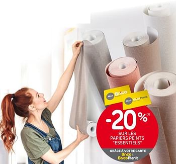 Promotions -20% sur les papiers peints essentiels - Essentiel - Valide de 02/09/2020 à 14/09/2020 chez Brico