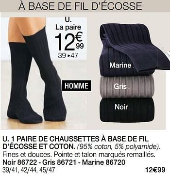Promotions 1 paire de chaussettes à base de fil d`écosse et coton - Produit Maison - Damart - Valide de 14/08/2020 à 15/12/2020 chez Damart
