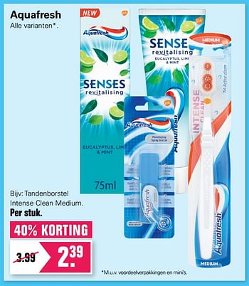Promoties Tandenborstel intense clean medium - Aquafresh - Geldig van 12/08/2020 tot 29/08/2020 bij De Online Drogist