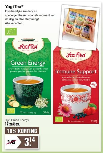 Promotions Green energy - Yogi Tea - Valide de 12/08/2020 à 29/08/2020 chez De Online Drogist