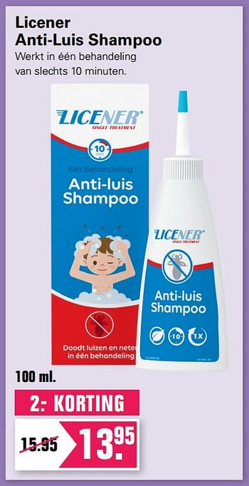 Promotions Licener anti-luis shampoo - Licener - Valide de 12/08/2020 à 29/08/2020 chez De Online Drogist