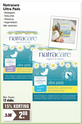 Promotions Natracare ultra pads super - Natracare - Valide de 12/08/2020 à 29/08/2020 chez De Online Drogist