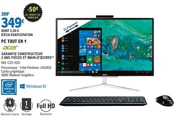 Promotion E Leclerc Acer Pc Tout En 1 C22 820 Acer Ordinateur Logiciels Valide Jusqua 4 Promobutler