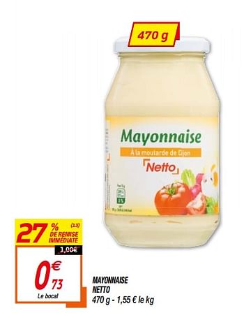 Promotions Mayonnaise netto - Produit Maison - Netto - Valide de 18/08/2020 à 30/08/2020 chez Netto