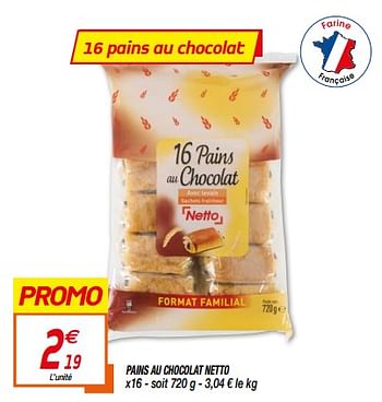 Promotions Pains au chocolat netto - Produit Maison - Netto - Valide de 18/08/2020 à 30/08/2020 chez Netto