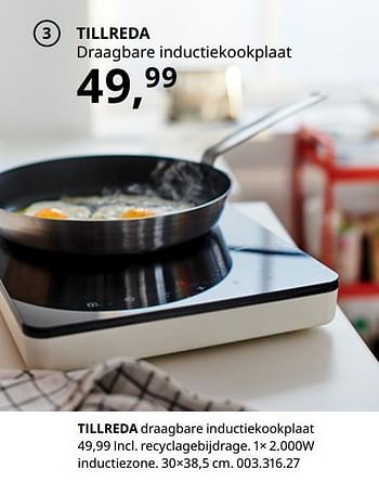 Promoties Tillreda draagbare inductiekookplaat - Huismerk - Ikea - Geldig van 20/08/2020 tot 15/08/2021 bij Ikea