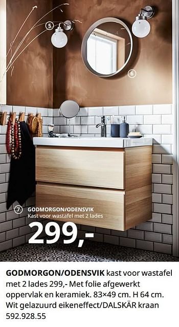 Promoties Godmorgon-odensvik kast voor wastafel met 2 lades - Huismerk - Ikea - Geldig van 20/08/2020 tot 15/08/2021 bij Ikea
