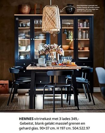 vruchten nakoming glans Huismerk - Ikea Hemnes vitrinekast met 3 lades - Promotie bij Ikea