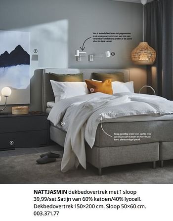 Promoties Nattjasmin dekbedovertrek met 1 sloop - Huismerk - Ikea - Geldig van 20/08/2020 tot 15/08/2021 bij Ikea