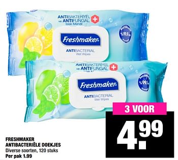 Promotions Freshmaker antibacteriële doekjes - Produit Maison - Big Bazar - Valide de 24/08/2020 à 06/09/2020 chez Big Bazar