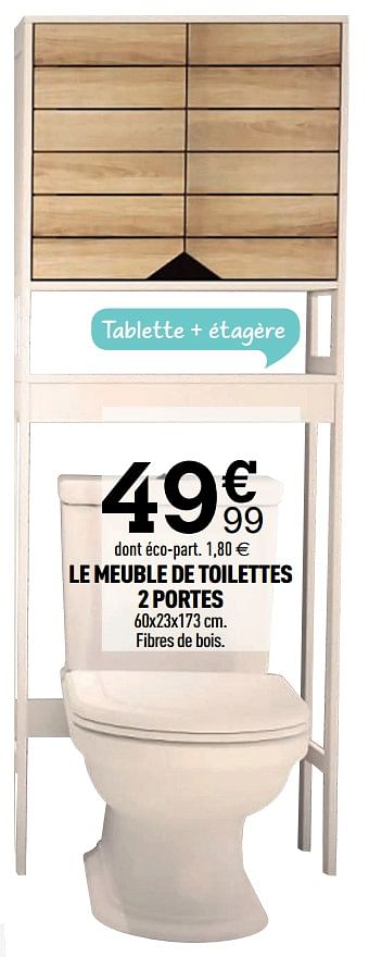 Promotions Le meuble de toilettes 2 portes - Produit Maison - Centrakor - Valide de 18/08/2020 à 30/08/2020 chez Centrakor