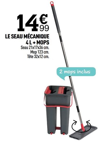 Promotions Le seau mécanique 4 l + mops - Produit Maison - Centrakor - Valide de 18/08/2020 à 30/08/2020 chez Centrakor