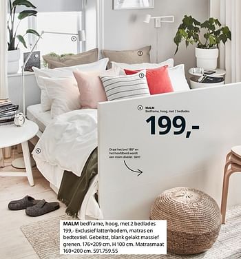 Promotions Malm bedframe, hoog, met 2 bedlades - Produit maison - Ikea - Valide de 20/08/2020 à 15/08/2021 chez Ikea