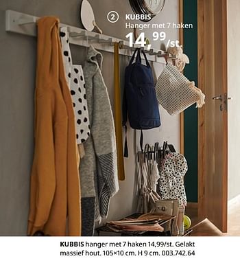 Promoties Kubbis hanger met 7 haken - Huismerk - Ikea - Geldig van 20/08/2020 tot 15/08/2021 bij Ikea