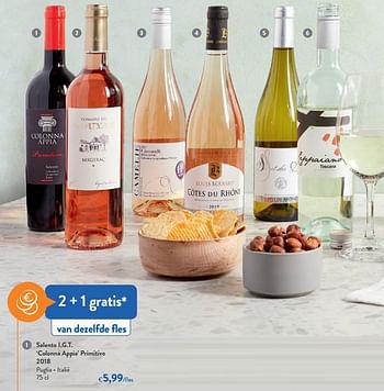Promoties Salento i.g.t. colonna appia primitivo 2018 puglia - italië - Rode wijnen - Geldig van 26/08/2020 tot 08/09/2020 bij OKay