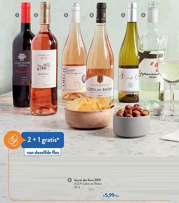 Promoties Secret des sens 2019 a.o.p. côtes du rhône - Witte wijnen - Geldig van 26/08/2020 tot 08/09/2020 bij OKay
