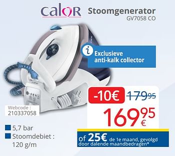 Promotions Calor stoomgenerator gv7058 co - Calor - Valide de 01/09/2020 à 30/09/2020 chez Eldi