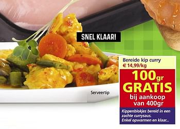 Promoties Bereide kip curry - Huismerk - Budgetslager - Geldig van 26/08/2020 tot 01/09/2020 bij Budgetslager