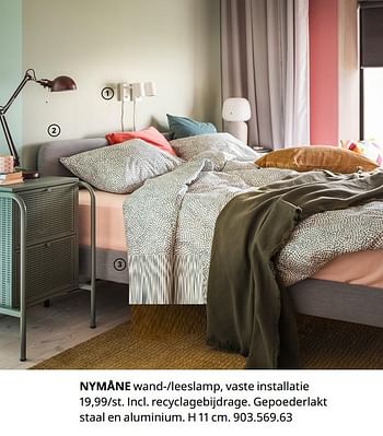 Promoties Nymåne wand--leeslamp, vaste installatie - Huismerk - Ikea - Geldig van 20/08/2020 tot 15/08/2021 bij Ikea