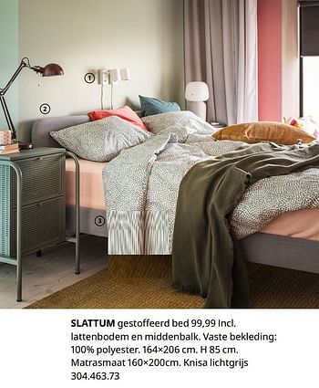 Promoties Slattum overtrokken bedframe - Huismerk - Ikea - Geldig van 20/08/2020 tot 15/08/2021 bij Ikea