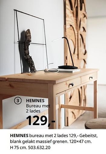 Promoties Hemnes bureau met 2 lades - Huismerk - Ikea - Geldig van 20/08/2020 tot 15/08/2021 bij Ikea