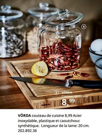 Promotions Vörda couteau de cuisine - Produit maison - Ikea - Valide de 20/08/2020 à 15/08/2021 chez Ikea